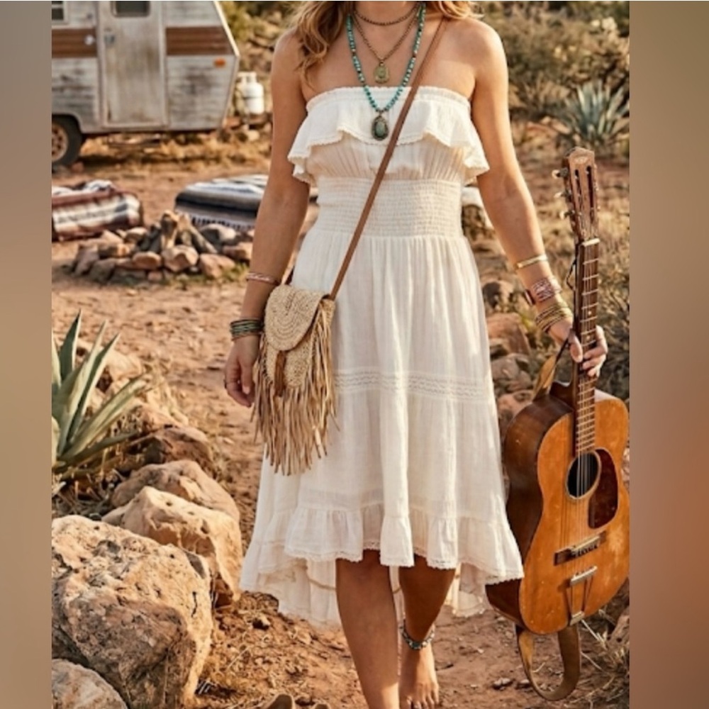 HD in Paris Cream Sunny Repose Gauze Dress for Anthropologie L